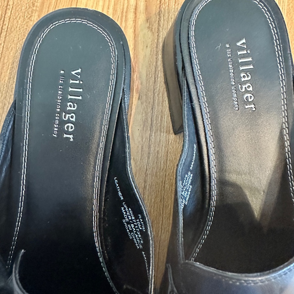 Villager By Liz Claiborne Black Women’s Sz 10 Mules - Picture 2 of 7